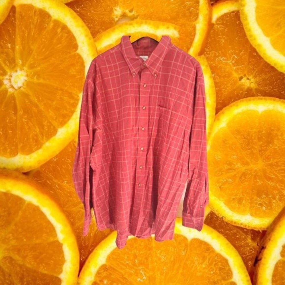 BROOKS Brother Red Plaid Button Up Shirt Size‎ XXL